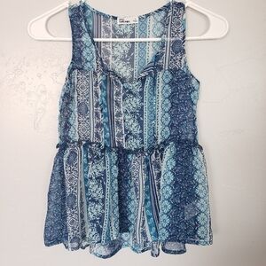 Epic Threads Sheer Blue Paisley Floral Tank Top SM
